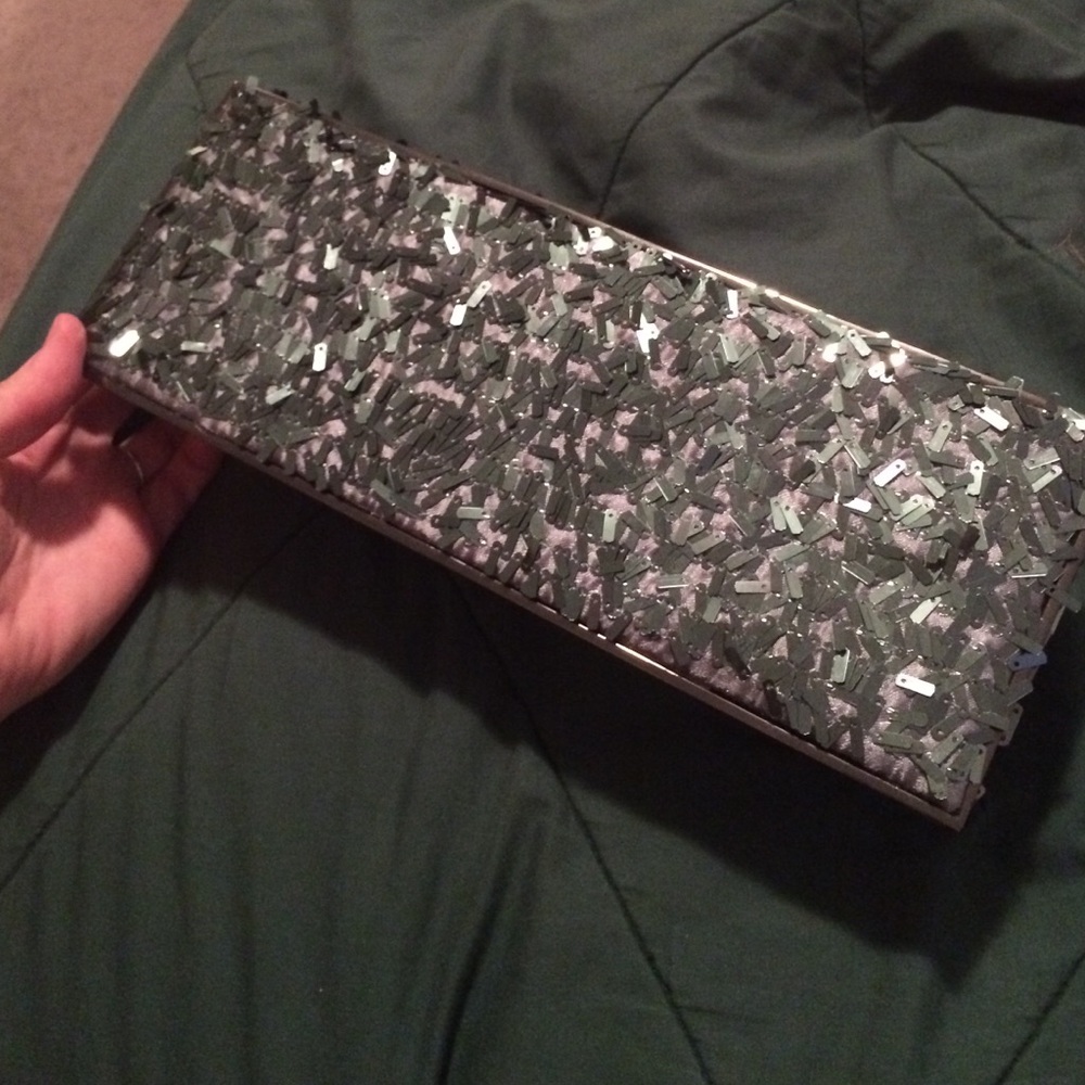 BCBG Pewter clutch NWOT